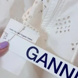 ★Ganni★ Embroidered Anglaise Balloon One Piece White Ganni Broderie Anglaise Top in Bright White | FWRD